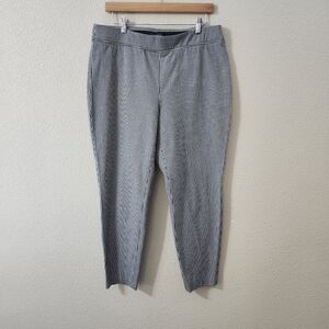 Talbots Gingham Print Pull On Skinny Ankle Curvy Pants Black White